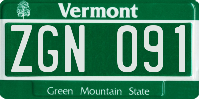 VT license plate ZGN091