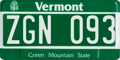 VT license plate ZGN093