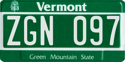 VT license plate ZGN097