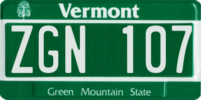 VT license plate ZGN107