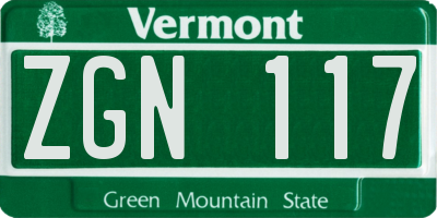 VT license plate ZGN117