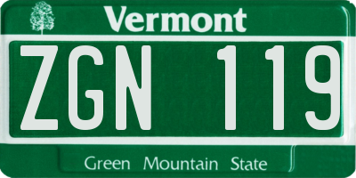 VT license plate ZGN119