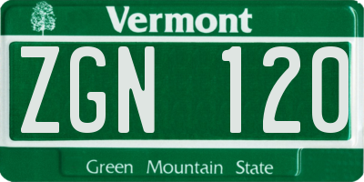 VT license plate ZGN120