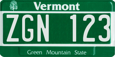 VT license plate ZGN123