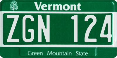 VT license plate ZGN124