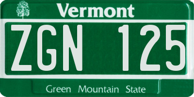 VT license plate ZGN125