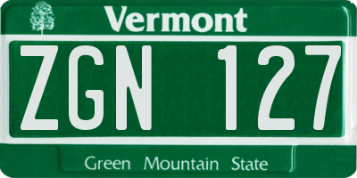 VT license plate ZGN127
