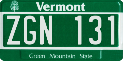 VT license plate ZGN131