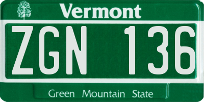 VT license plate ZGN136