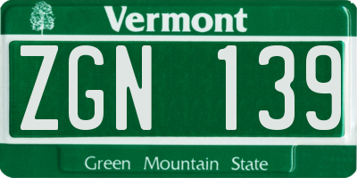 VT license plate ZGN139