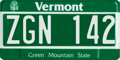 VT license plate ZGN142