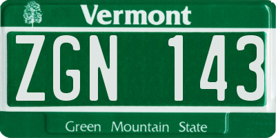 VT license plate ZGN143