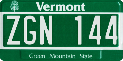 VT license plate ZGN144