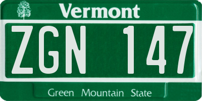 VT license plate ZGN147