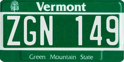 VT license plate ZGN149