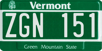 VT license plate ZGN151