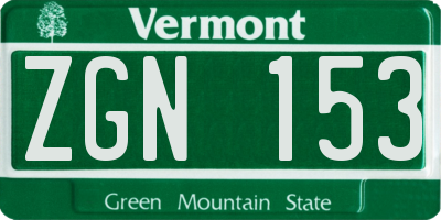 VT license plate ZGN153