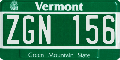 VT license plate ZGN156