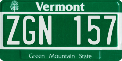 VT license plate ZGN157