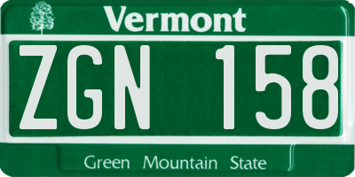 VT license plate ZGN158