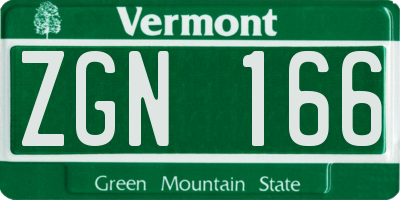 VT license plate ZGN166
