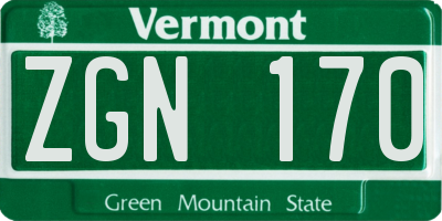 VT license plate ZGN170
