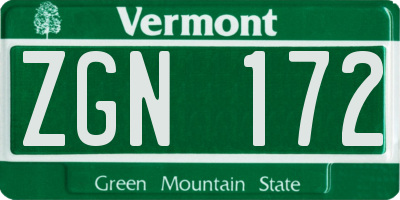VT license plate ZGN172