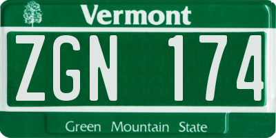 VT license plate ZGN174