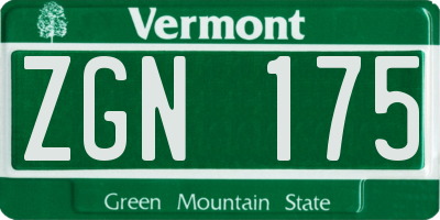 VT license plate ZGN175