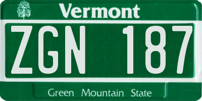 VT license plate ZGN187