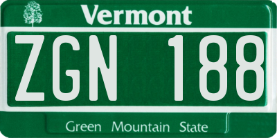 VT license plate ZGN188