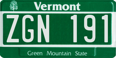 VT license plate ZGN191