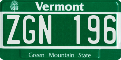 VT license plate ZGN196