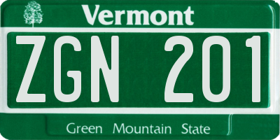 VT license plate ZGN201