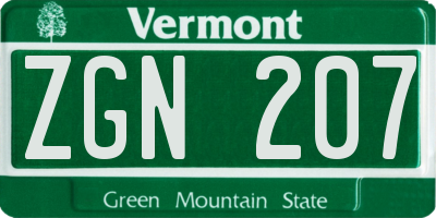 VT license plate ZGN207