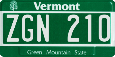 VT license plate ZGN210