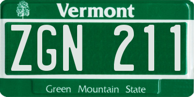 VT license plate ZGN211