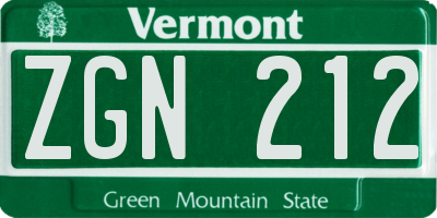 VT license plate ZGN212