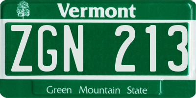 VT license plate ZGN213
