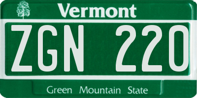 VT license plate ZGN220