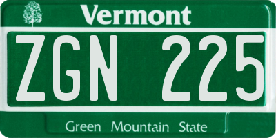 VT license plate ZGN225