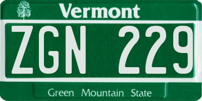 VT license plate ZGN229
