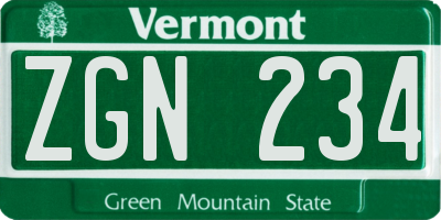 VT license plate ZGN234