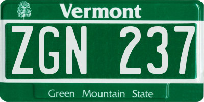 VT license plate ZGN237