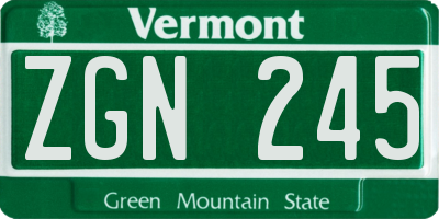 VT license plate ZGN245