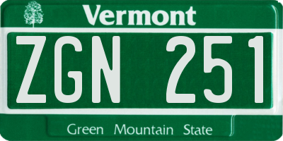 VT license plate ZGN251