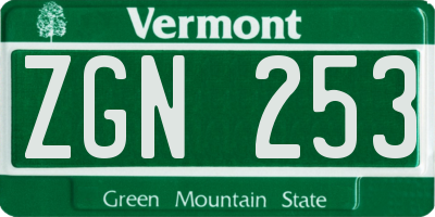 VT license plate ZGN253