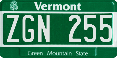 VT license plate ZGN255