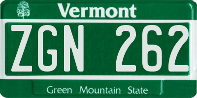 VT license plate ZGN262