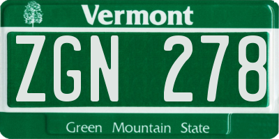 VT license plate ZGN278